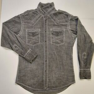 Wrangler Women's Western 20X Gray Denim Pearl Snap Long Sleeve Size M Country